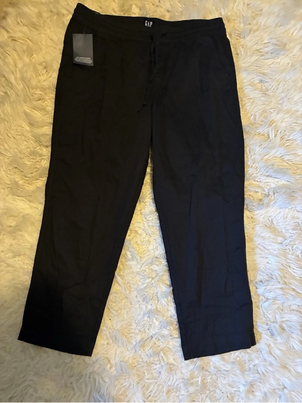 NWT GAP Pull-On Pants Large True Black Drawstring Casual Relaxed MSRP $79.95